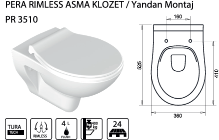 TURAVİT PERA RİMLESS ASMA KLOZET KOD: PR3510